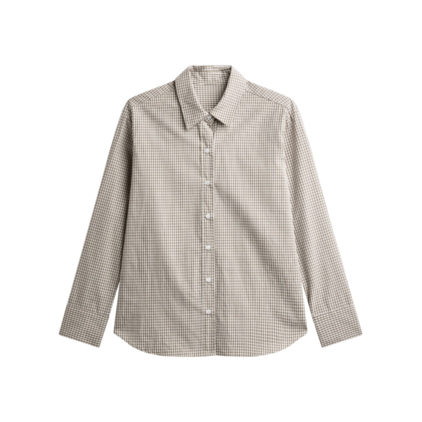 The Frankie Shop Odemira Shirt - Beige Plaid - Oversized Minimalist Tops in Multicolour - Shop at Coveti