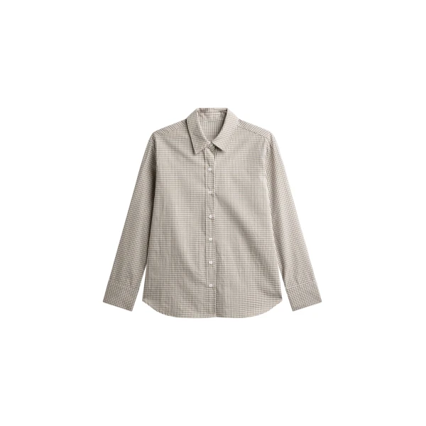 The Frankie Shop Odemira Shirt - Beige Plaid - Oversized Minimalist Tops in Multicolour - Shop at Coveti