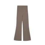 The Frankie Shop Odense Ribbed Flared Pants - Brown - Oversized Minimalist Pants in Beige - Shop at Coveti