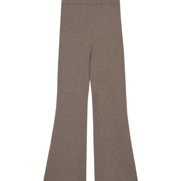 The Frankie Shop Odense Ribbed Flared Pants - Brown - Oversized Minimalist Pants in Beige - Shop at Coveti