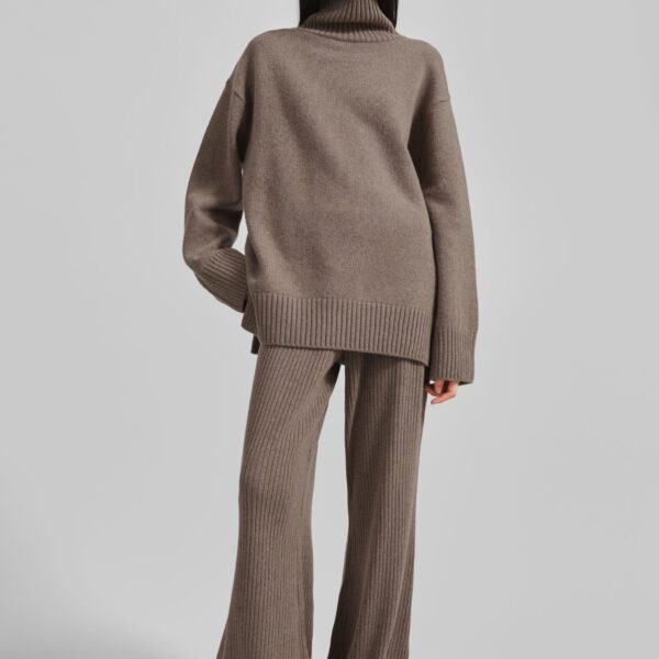 The Frankie Shop Odense Turtleneck Sweater - Brown - Oversized Minimalist Knitwear in Beige - Shop at Coveti