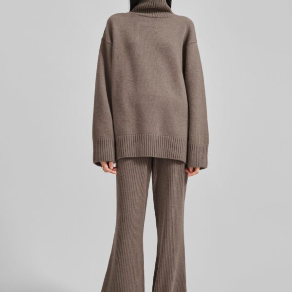 The Frankie Shop Odense Turtleneck Sweater - Brown - Oversized Minimalist Knitwear in Beige - Shop at Coveti