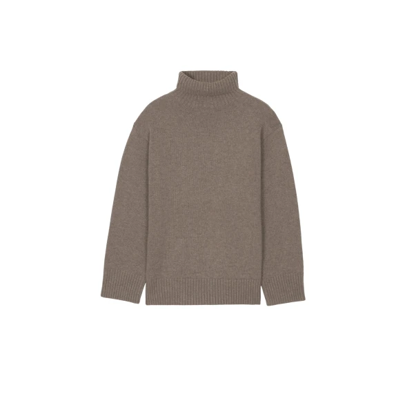 The Frankie Shop Odense Turtleneck Sweater - Brown - Oversized Minimalist Knitwear in Beige - Shop at Coveti