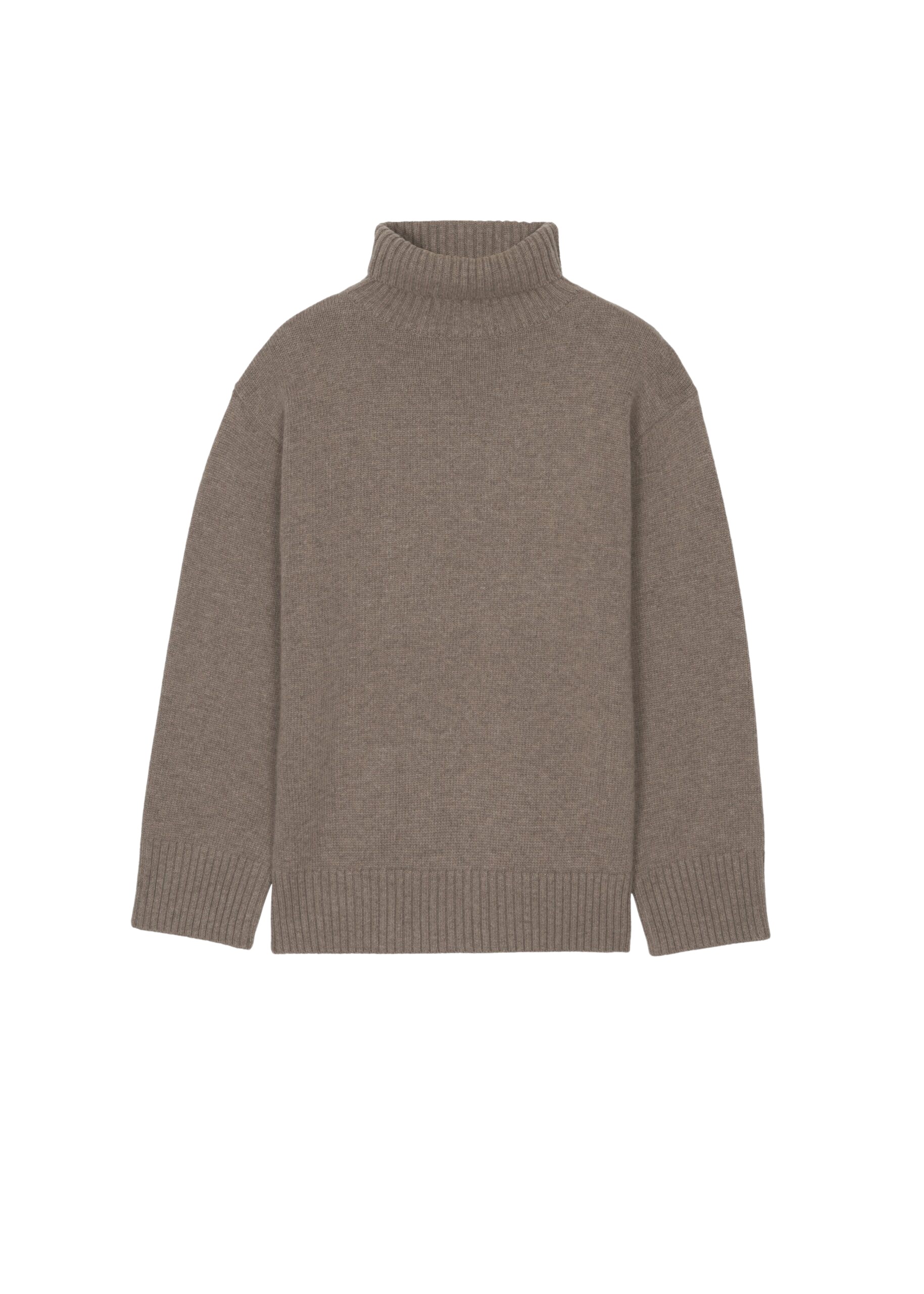 The Frankie Shop Odense Turtleneck Sweater - Brown - Oversized Minimalist Knitwear in Beige - Shop at Coveti