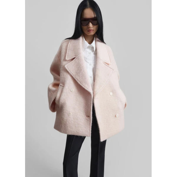 The Frankie Shop Odeone Brushed Wool Peacoat – Faded Pink Coat, view 2