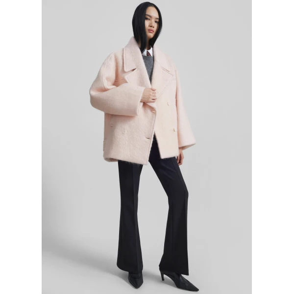 The Frankie Shop Odeone Brushed Wool Peacoat – Faded Pink Coat, view 3
