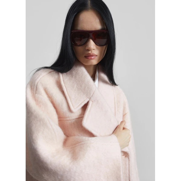 The Frankie Shop Odeone Brushed Wool Peacoat – Faded Pink Coat, view 4