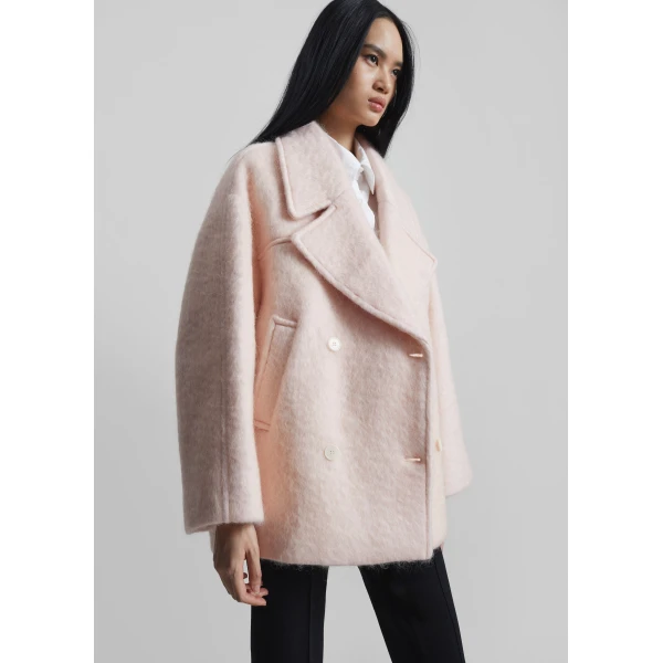 The Frankie Shop Odeone Brushed Wool Peacoat – Faded Pink Coat, view 6