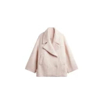 The Frankie Shop Odeone Brushed Wool Peacoat - Faded Pink - Oversized Minimalist Coats in Pink - Shop at Coveti