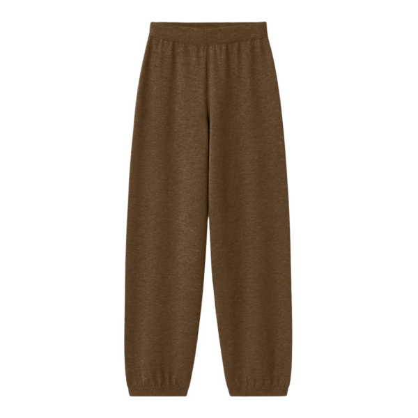 The Frankie Shop Olia Knit Joggers - Dark Camel - Oversized Minimalist Pants in Beige - Shop at Coveti