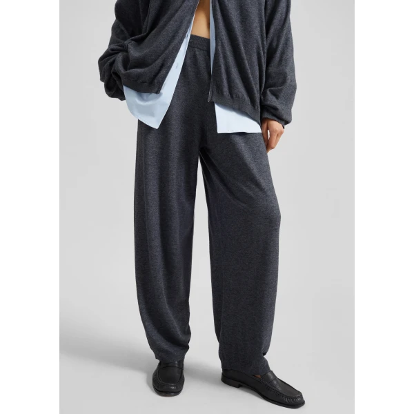 The Frankie Shop Olia Knit Joggers – Dark Grey Melange, view 2