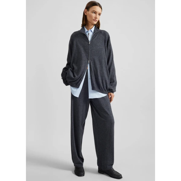 The Frankie Shop Olia Knit Joggers – Dark Grey Melange, view 3