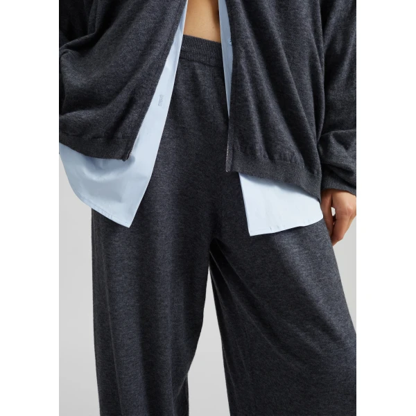 The Frankie Shop Olia Knit Joggers – Dark Grey Melange, view 4
