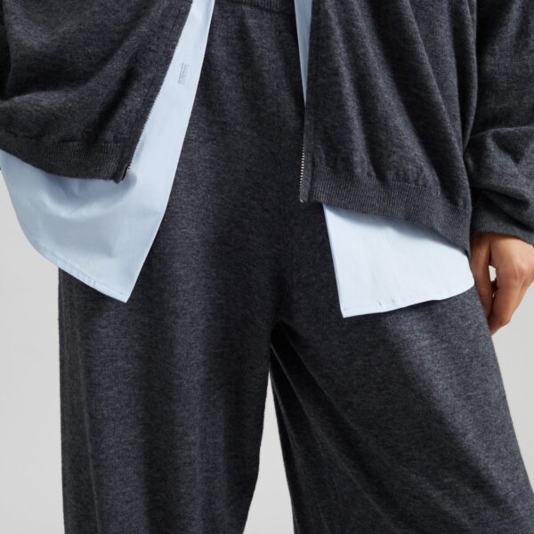 The Frankie Shop Olia Knit Joggers - Dark Grey Melange - Oversized Minimalist Pants in Grey - Shop at Coveti