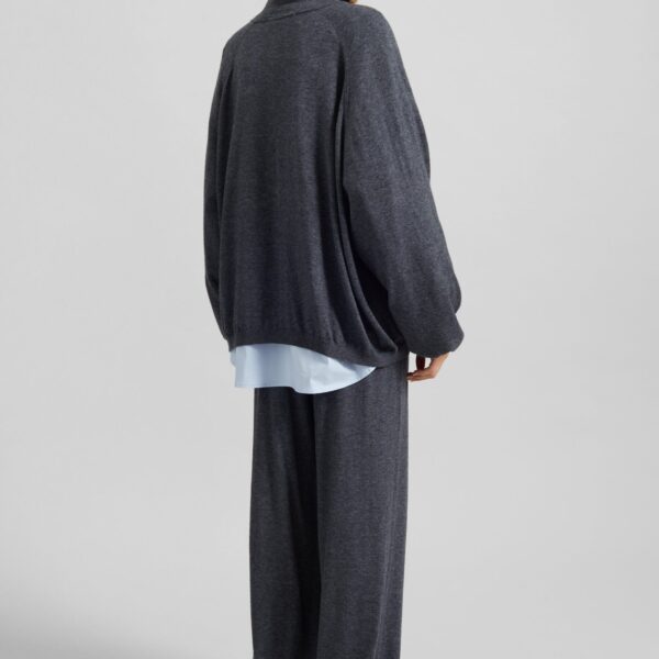 The Frankie Shop Olia Knit Joggers - Dark Grey Melange - Oversized Minimalist Pants in Grey - Shop at Coveti