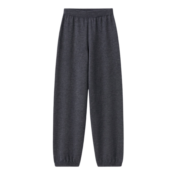 The Frankie Shop Olia Knit Joggers - Dark Grey Melange - Oversized Minimalist Pants in Grey - Shop at Coveti