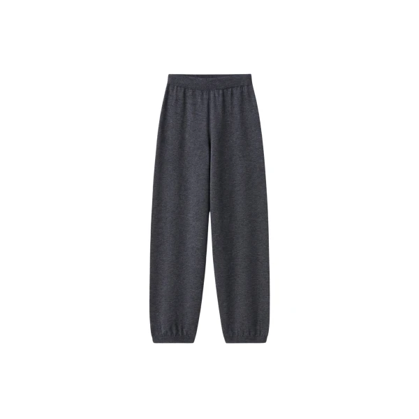 The Frankie Shop Olia Knit Joggers - Dark Grey Melange - Oversized Minimalist Pants in Grey - Shop at Coveti