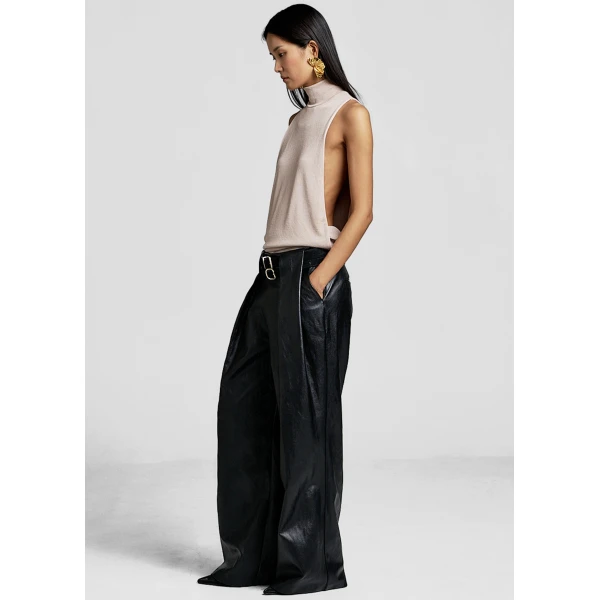 The Frankie Shop Olivet Faux Leather Trousers – Black, view 5