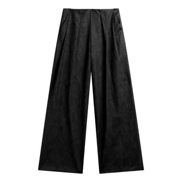 The Frankie Shop Olivet Faux Leather Trousers - Black - Oversized Minimalist Pants in Black - Shop at Coveti