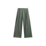 The Frankie Shop Olivet Faux Leather Trousers - Moss Green - Oversized Minimalist Pants in Green - Shop at Coveti
