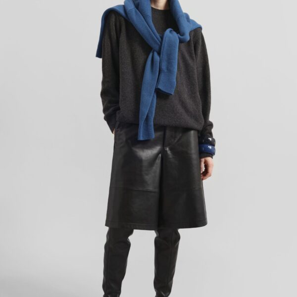 The Frankie Shop Olivia Leather Bermuda Shorts - Black - Oversized Minimalist Shorts in Black - Shop at Coveti