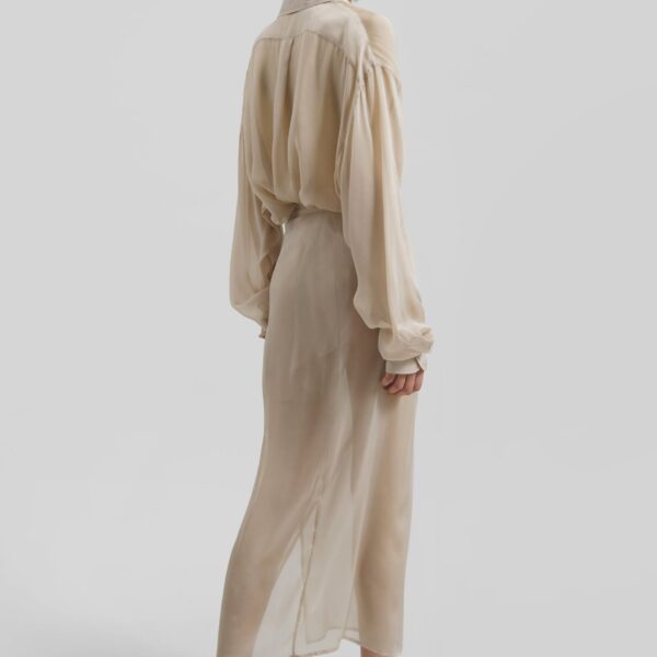 The Frankie Shop Oria Sheer Silk Chiffon Wrap Skirt - Beige - Oversized Minimalist Skirts in Beige - Shop at Coveti