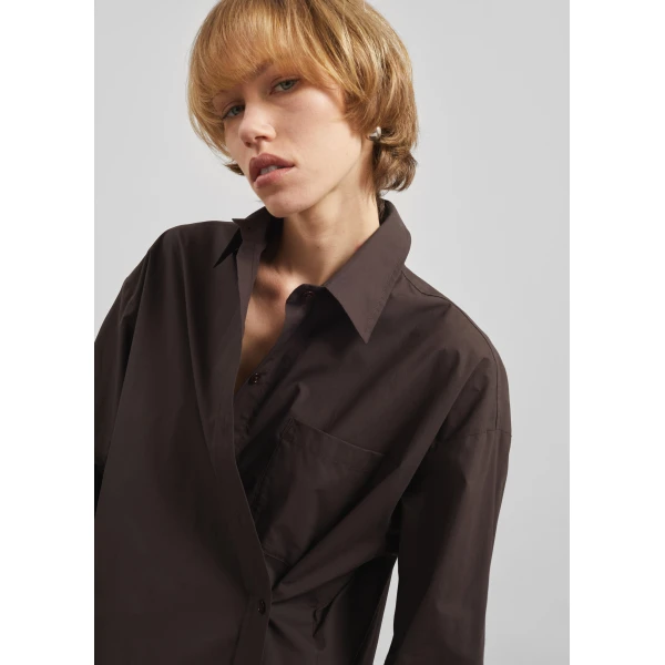 The Frankie Shop Ornella Side Button-Up Shirt – Brown, view 2