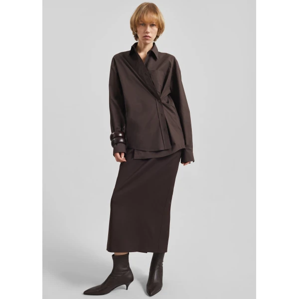 The Frankie Shop Ornella Side Button-Up Shirt – Brown, view 3
