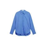 The Frankie Shop Ornella Side Button-Up Shirt - Cobalt - Oversized Minimalist Tops in Blue - Shop at Coveti