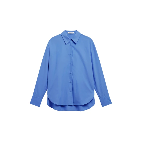 The Frankie Shop Ornella Side Button-Up Shirt - Cobalt - Oversized Minimalist Tops in Blue - Shop at Coveti