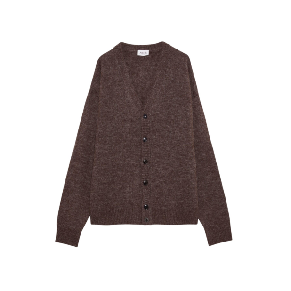 The Frankie Shop Oversized Cardigan - Mud - Oversized Minimalist Knitwear in Beige - Shop at Coveti