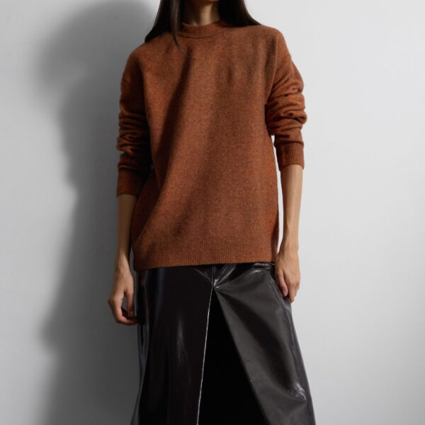 The Frankie Shop Oversized Crewneck Sweater - Brown - Oversized Minimalist Knitwear in Beige - Shop at Coveti