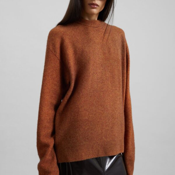 The Frankie Shop Oversized Crewneck Sweater - Brown - Oversized Minimalist Knitwear in Beige - Shop at Coveti