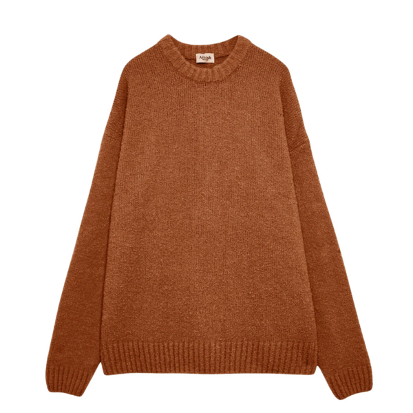 The Frankie Shop Oversized Crewneck Sweater - Brown - Oversized Minimalist Knitwear in Beige - Shop at Coveti