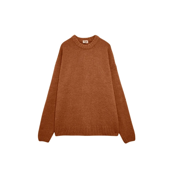The Frankie Shop Oversized Crewneck Sweater - Brown - Oversized Minimalist Knitwear in Beige - Shop at Coveti