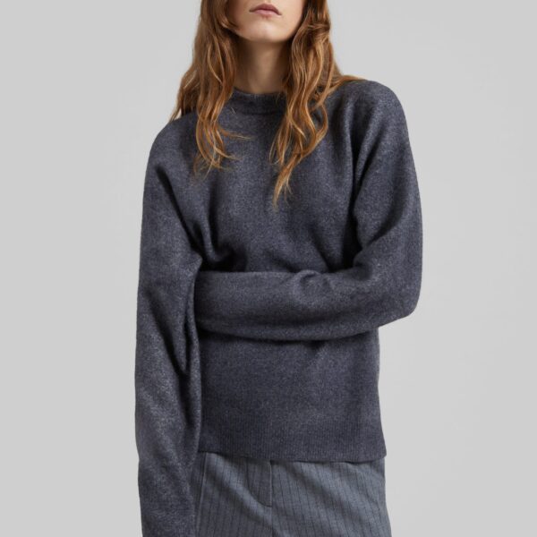 The Frankie Shop Oversized Crewneck Sweater - Grey - Oversized Minimalist Knitwear in Grey - Shop at Coveti