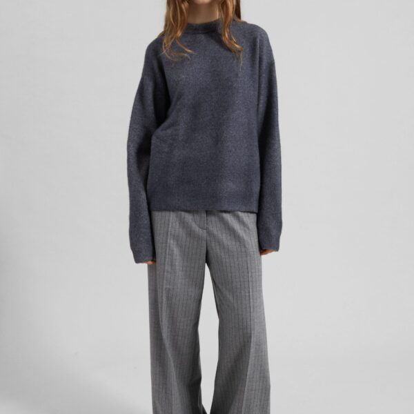 The Frankie Shop Oversized Crewneck Sweater - Grey - Oversized Minimalist Knitwear in Grey - Shop at Coveti