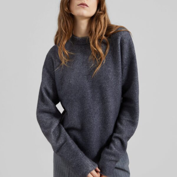 The Frankie Shop Oversized Crewneck Sweater - Grey - Oversized Minimalist Knitwear in Grey - Shop at Coveti