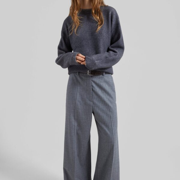 The Frankie Shop Oversized Crewneck Sweater - Grey - Oversized Minimalist Knitwear in Grey - Shop at Coveti