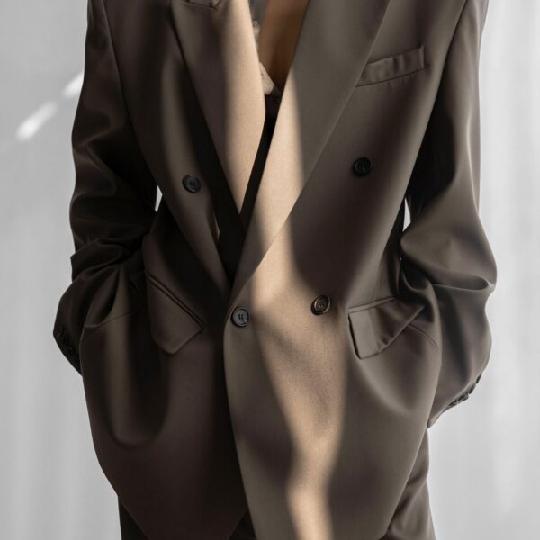 The Frankie Shop Pallen Double Breasted Blazer - Brown - Oversized Minimalist Jackets in Beige - Shop at Coveti