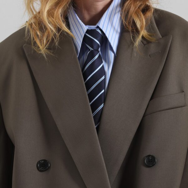 The Frankie Shop Pallen Double Breasted Blazer - Brown - Oversized Minimalist Jackets in Beige - Shop at Coveti