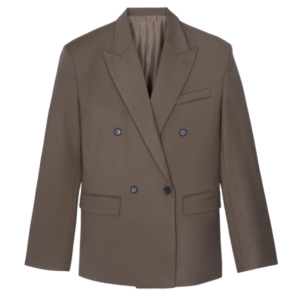 The Frankie Shop Pallen Double Breasted Blazer - Brown - Oversized Minimalist Jackets in Beige - Shop at Coveti