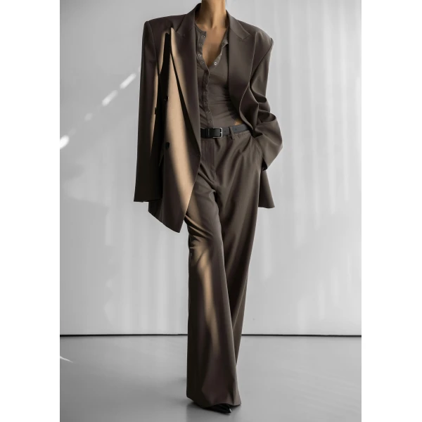 The Frankie Shop Pallen Wide Trousers – Brown, view 2