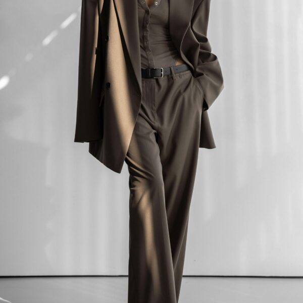 The Frankie Shop Pallen Wide Trousers - Brown - Oversized Minimalist Pants in Beige - Shop at Coveti