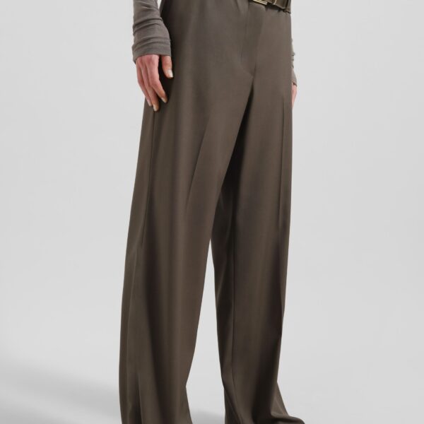 The Frankie Shop Pallen Wide Trousers - Brown - Oversized Minimalist Pants in Beige - Shop at Coveti