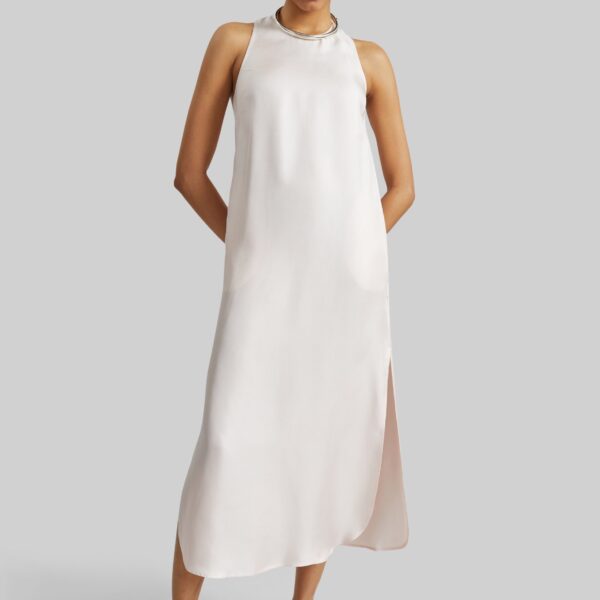 The Frankie Shop Paloma Long Silk Dress - Light Pink - Oversized Minimalist Dresses in Pink - Shop at Coveti