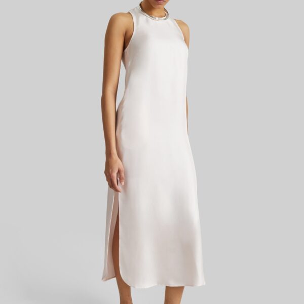 The Frankie Shop Paloma Long Silk Dress - Light Pink - Oversized Minimalist Dresses in Pink - Shop at Coveti