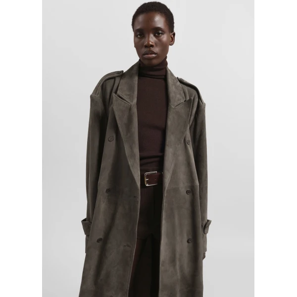 The Frankie Shop Pembroke Faux Suede Trench – Mousse Coat, view 3