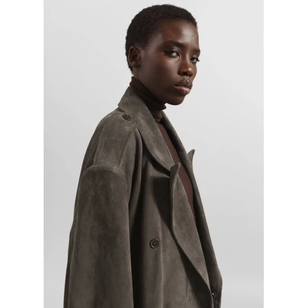 The Frankie Shop Pembroke Faux Suede Trench – Mousse Coat, view 5