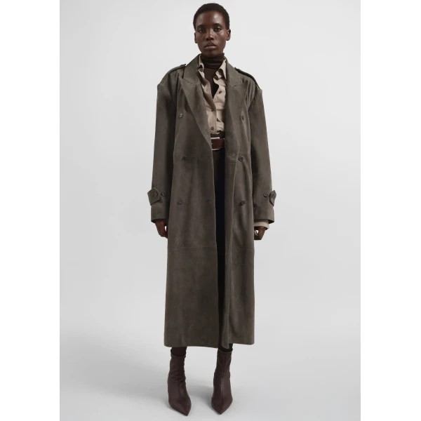 The Frankie Shop Pembroke Faux Suede Trench – Mousse Coat, view 6